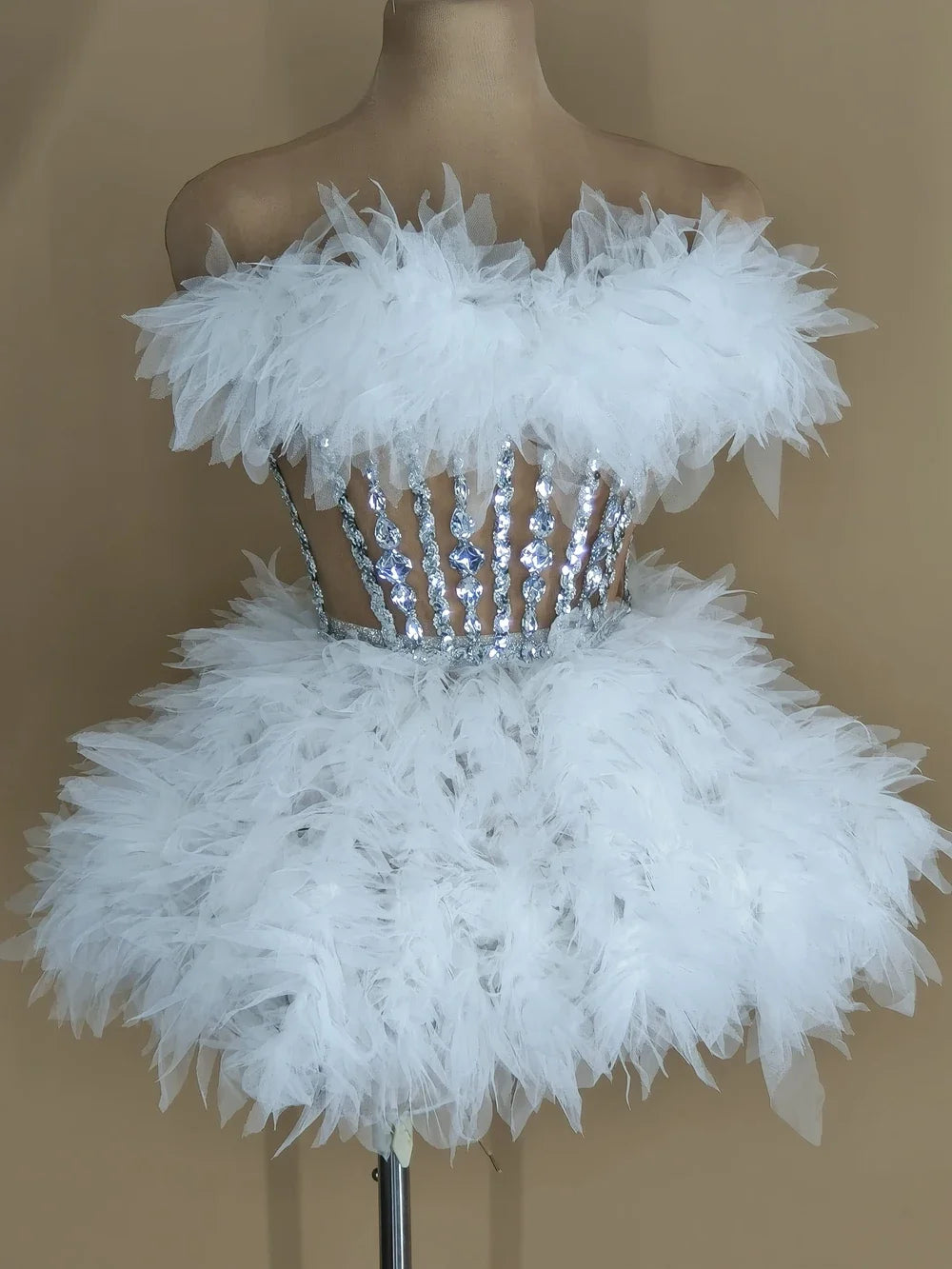 Sparkly Rhinestones Sequins Tube Tutu Mesh Dresses for Women Sexy Birthday Party Prom Evening Dress Photo Shoot Wear