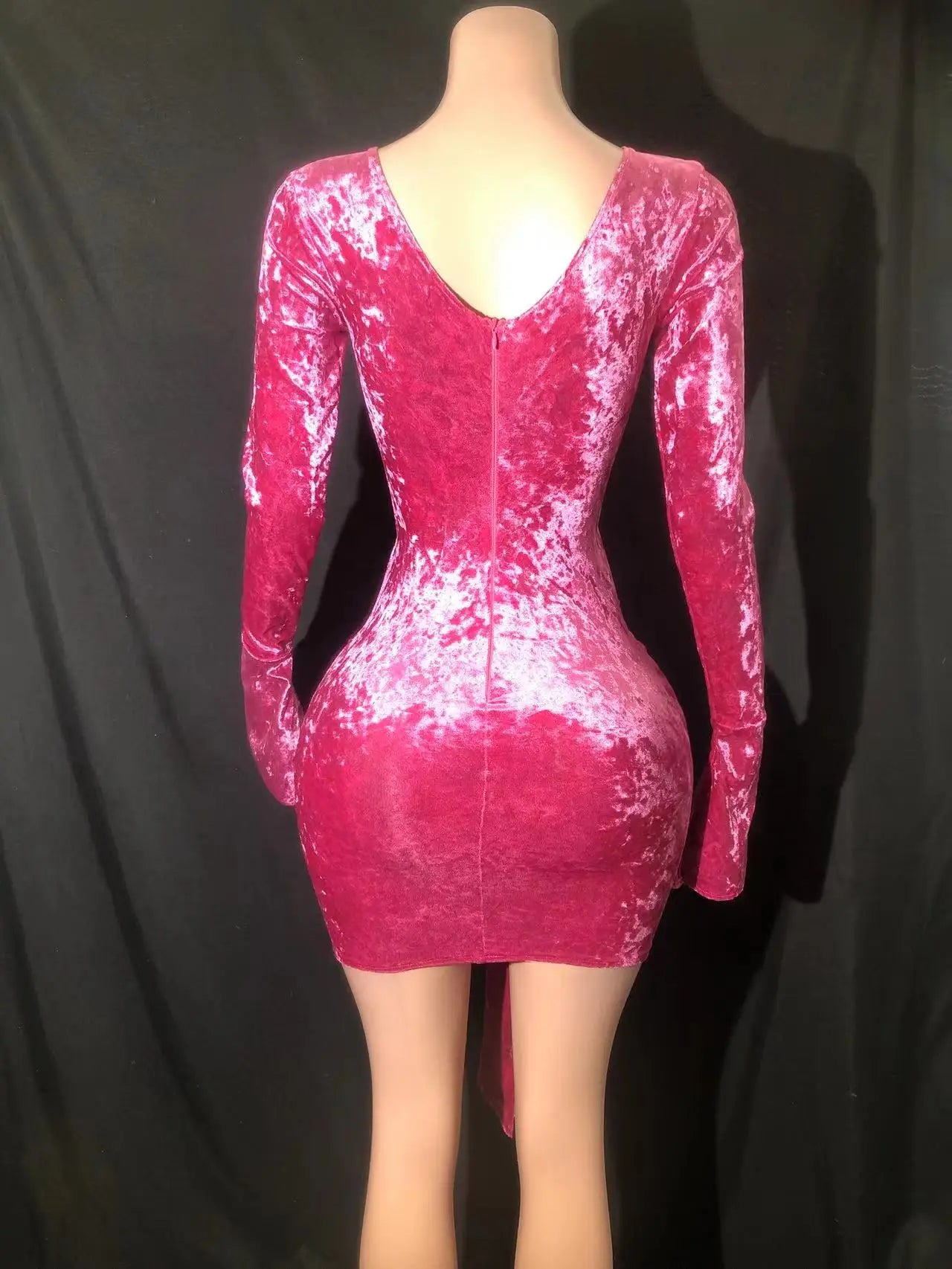 Sparkly Rhinestones Velvet Evening Prom Celebrate Birthday Dress Sexy Hollow Short Dress Singer Performance Photo Shoot Dress