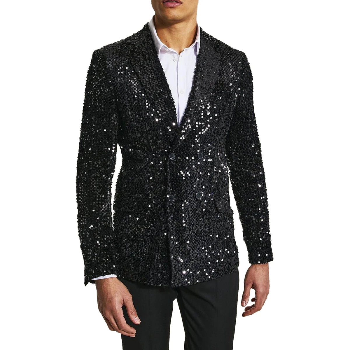 Sparkly Wedding Suits For Men Notch Lapel Groom Wear Slim Fit Double Breasted Tuxedos Business Party 2 Pcs Coat Pants