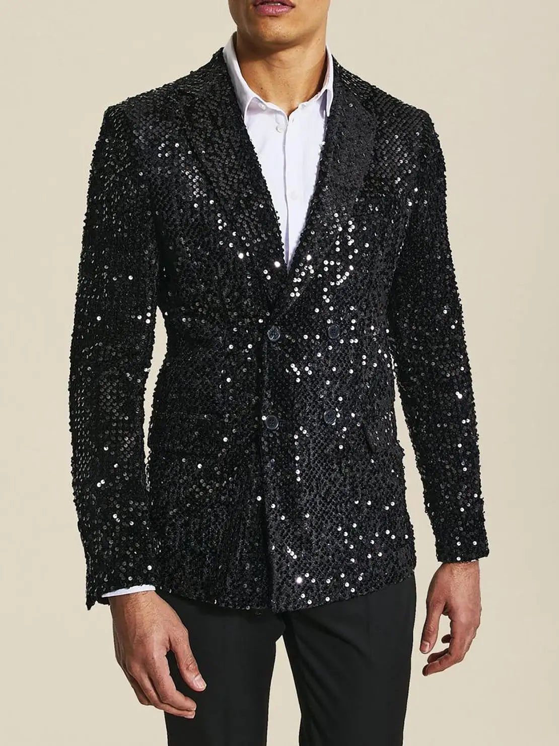 Sparkly Wedding Suits For Men Notch Lapel Groom Wear Slim Fit Double Breasted Tuxedos Business Party 2 Pcs Coat Pants
