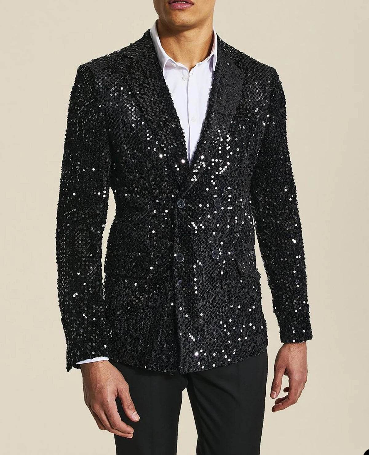 Sparkly Wedding Suits For Men Notch Lapel Groom Wear Slim Fit Double Breasted Tuxedos Business Party 2 Pcs Coat Pants