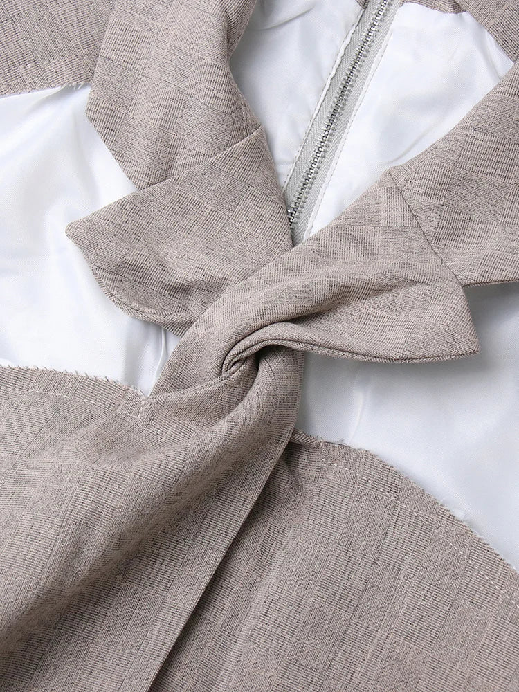 Hollow Out Chic Blazer For Women Notched Collar Long Sleeve Patchwork Single Breasted Blazers Female Fashion New