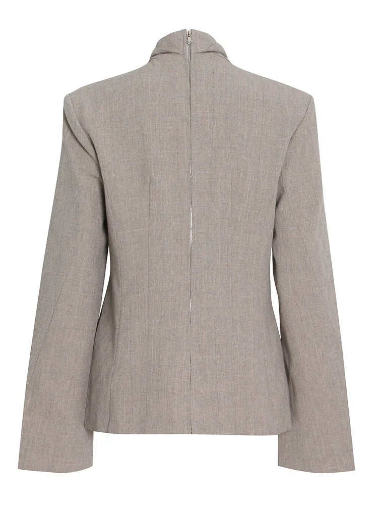 Hollow Out Chic Blazer For Women Notched Collar Long Sleeve Patchwork Single Breasted Blazers Female Fashion New