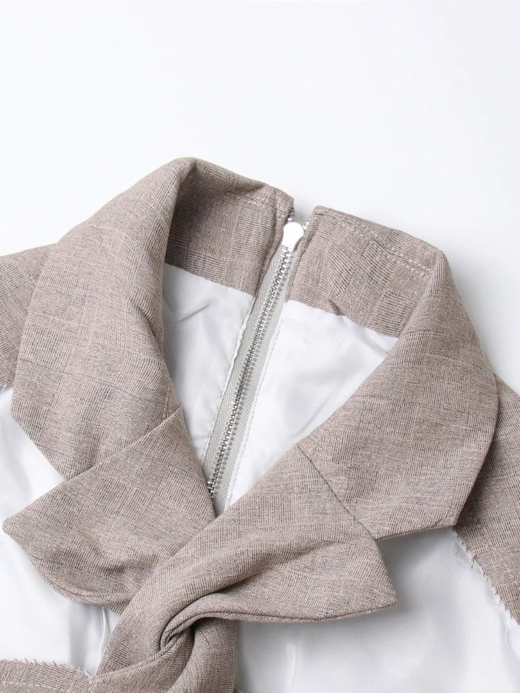 Hollow Out Chic Blazer For Women Notched Collar Long Sleeve Patchwork Single Breasted Blazers Female Fashion New