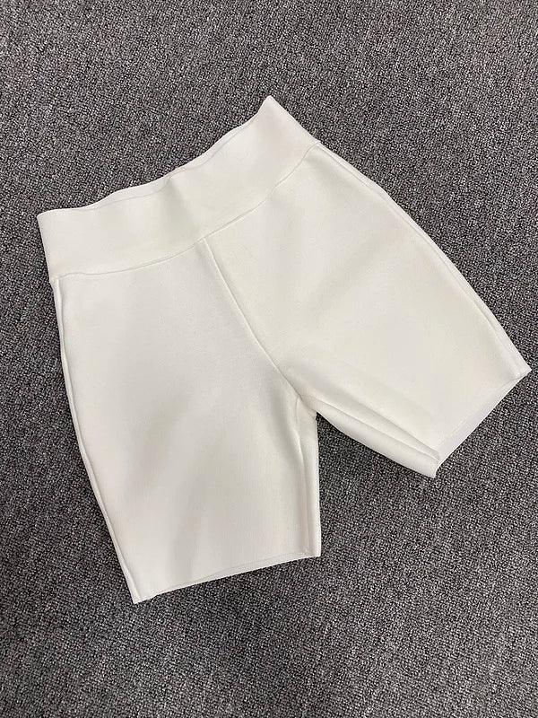 Celebrity Grey Black White Elastic Rayon Bandage Pants Fashion Bodycon Shorts Sports Pant
