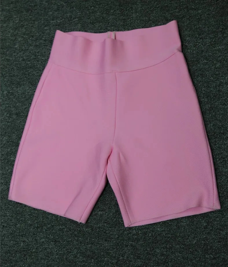 Celebrity Grey Black White Elastic Rayon Bandage Pants Fashion Bodycon Shorts Sports Pant