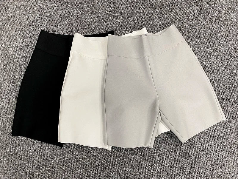 Celebrity Grey Black White Elastic Rayon Bandage Pants Fashion Bodycon Shorts Sports Pant