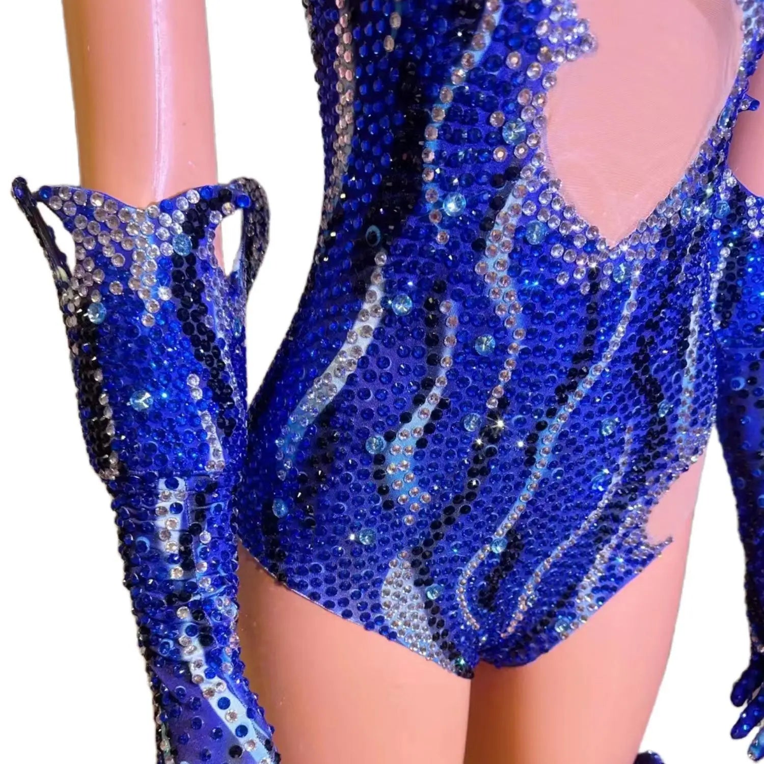 Women All Set Shinning Bodysuits Rhinestone Dance Costume with Hat Party Halloween Party Wear Celebrity Drag Queen Wear