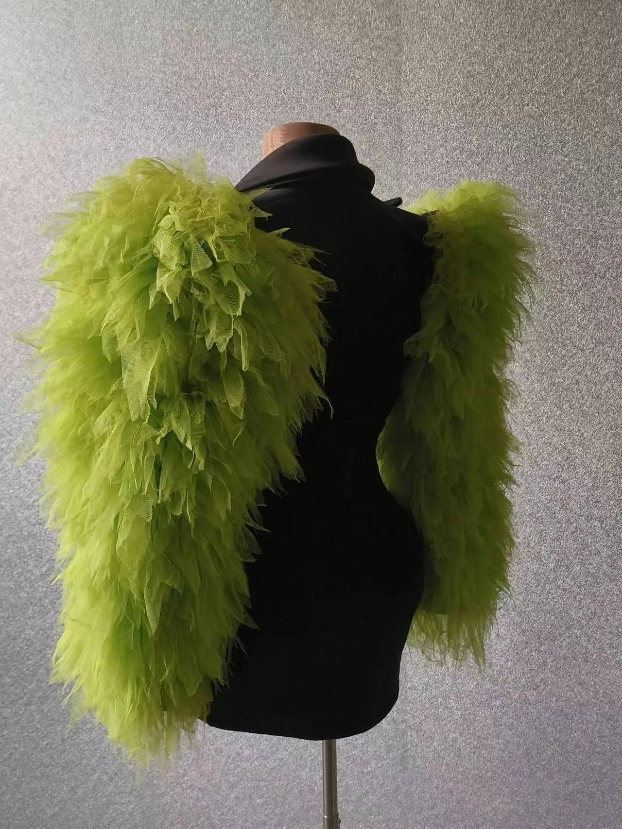 Women Big Green Mesh Sleeves Jacket Sexy Singer Dancer Dress Nightclub Jazz Dance Costume Performance Show Stage Wear