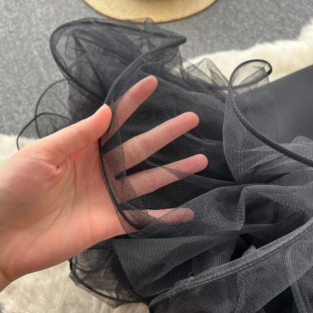 Women Chic Elegant Bow V Neck Mesh Sleeveless Bodycon Dress Sexy Fashion Slim Hip Wrap Dress