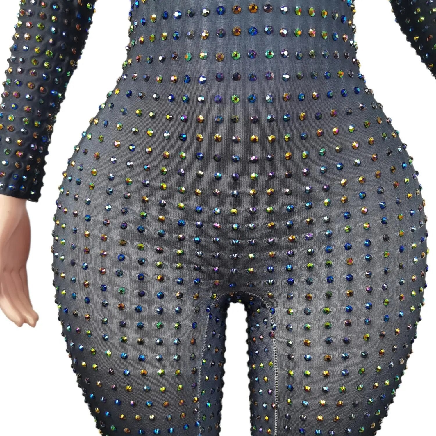 Women Full Sparkly Rhinestone Stretch Jumpsuits Crystals Party Birthday Stage Drag Queen Costume Nightclub Outfit Paiduiku