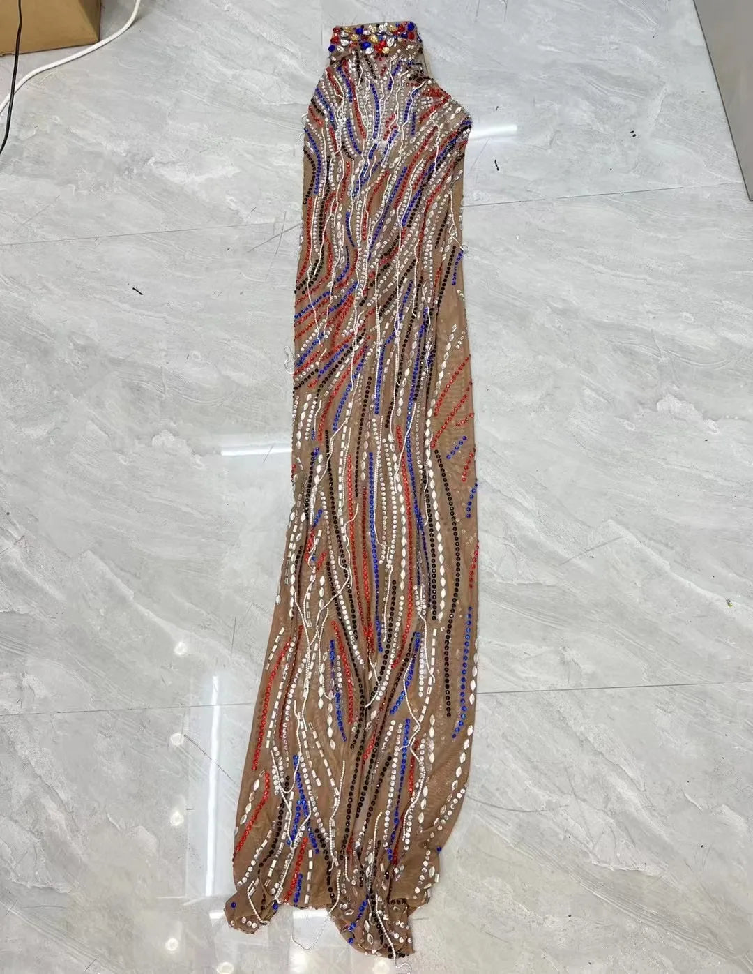 Women Sexy Colorful Rhinestones Crystals Chains Dress Female Birthday Celebrate Sleeveles Singer Dancer Photo Shoot Outfit