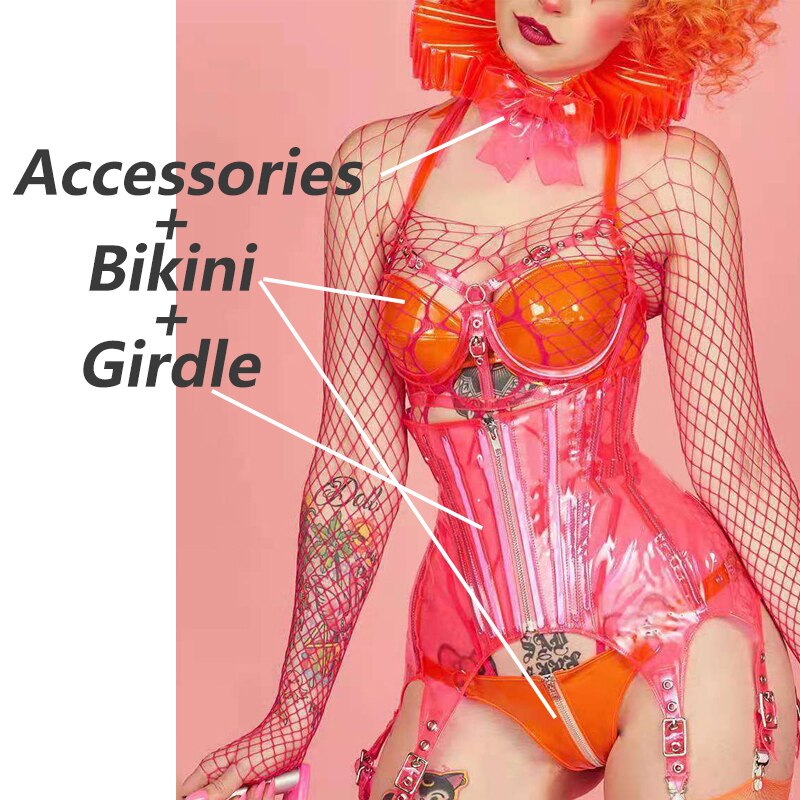 Women Sexy Nightclub Ds Gogo Performance Stage Clothes Clown Bikini Bodysuit Party Rave Outfits Festival Cosplay Wear 