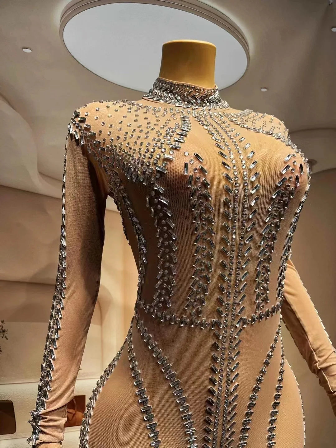 Women Sexy Stage Silver Rhinestones Transparent Jumpsuit Birthday Celebrate Dance Outfit Prom Female Singer Photo Shoot Costume