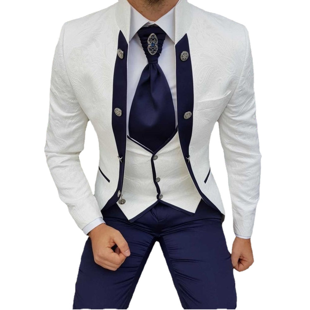 Designed White Men suits for Wedding 3 Pieces Jacket Vest Pants Groom Tuxedos Formal Business Party Celebrity Prom Wear