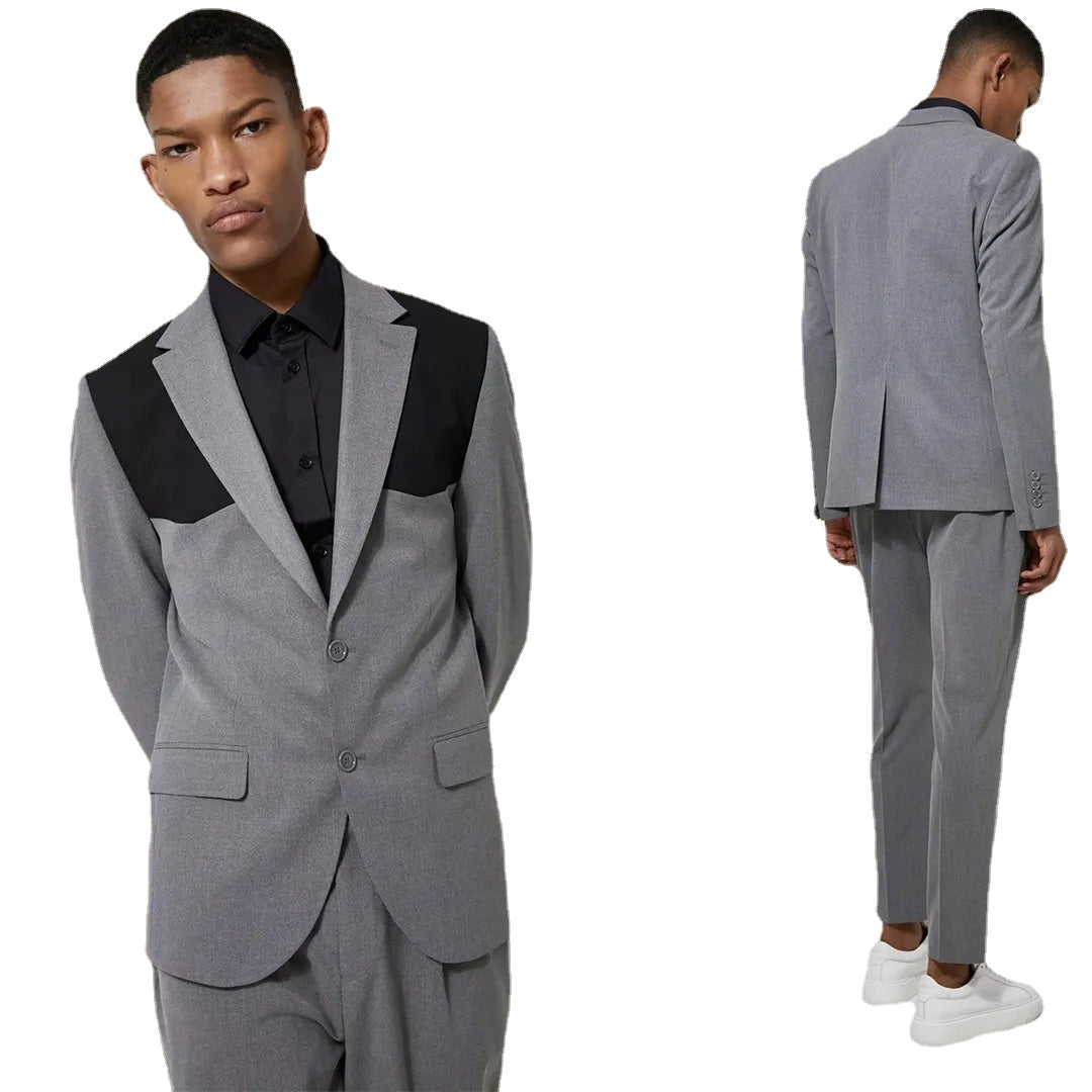 Gray Business Men Tuxedo with Notched Lapel 2 Pieces Formal Wedding Groomsmen Tuxedo for Prom Set Jacket Pants
