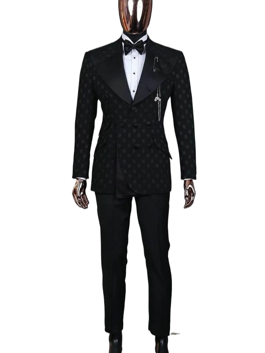 Black Plaid Men Suits Two Pieces Man Blazer(Jacket+Pants)