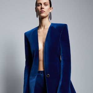 Blue Velvet Suit for Women/ GIRL Pant Suit/Women's Tuxedo /Women Pant Suit/Business Suit Women/Women Tailored Suit/Coats Suit Set