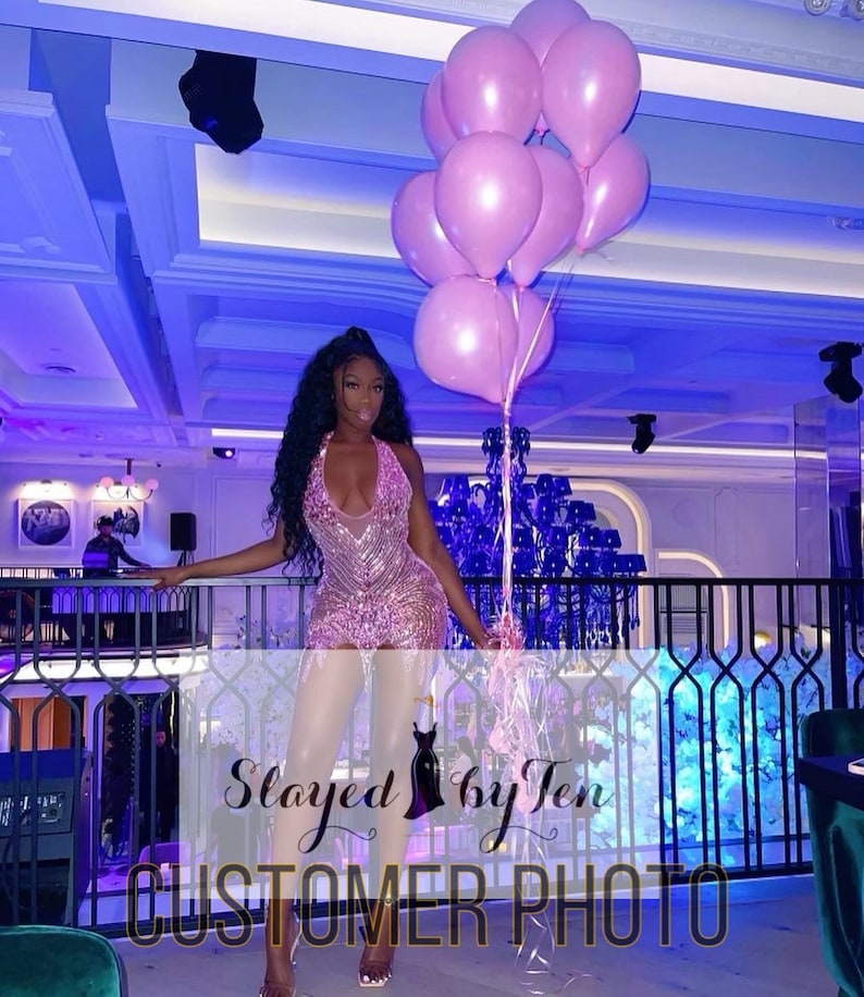 Nia Rhinestone Mini Dress / Pink / Black