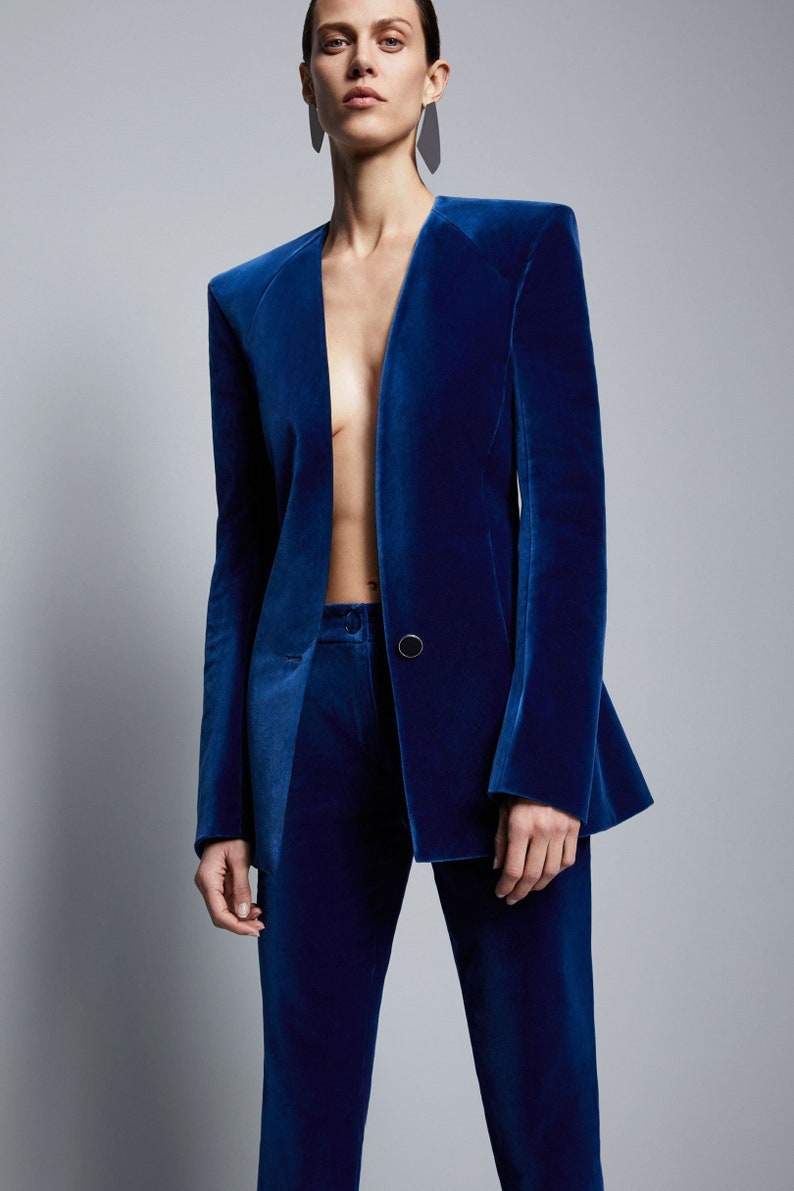 Blue Velvet Suit for Women/ GIRL Pant Suit/Women's Tuxedo /Women Pant Suit/Business Suit Women/Women Tailored Suit/Coats Suit Set
