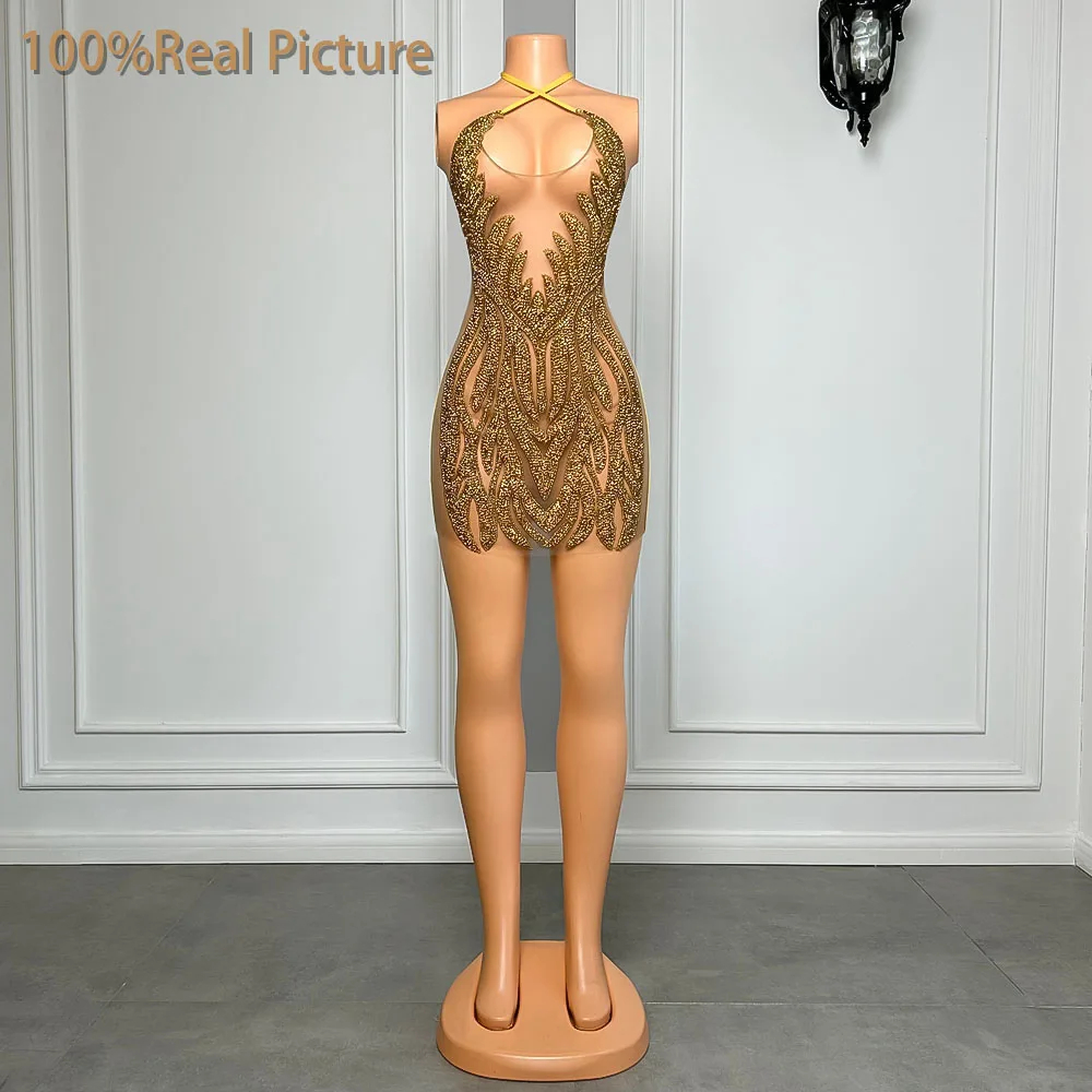 Luxury Sexy Gold Cocktail Dresses Formal Birthday Maxi Party Gowns Short Mini Maxi Evening Black Girls Y2K Backless Dress