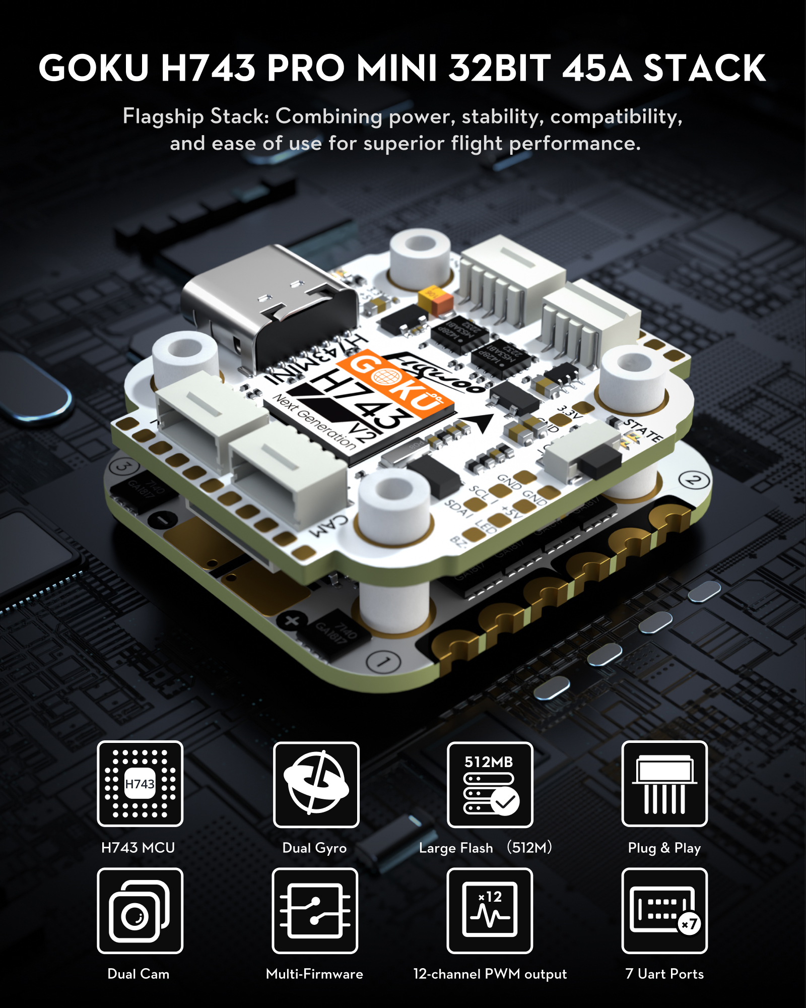 Mini Stack Plug for Drone Flight Controllers | FLYWOO GOKU H743 PRO