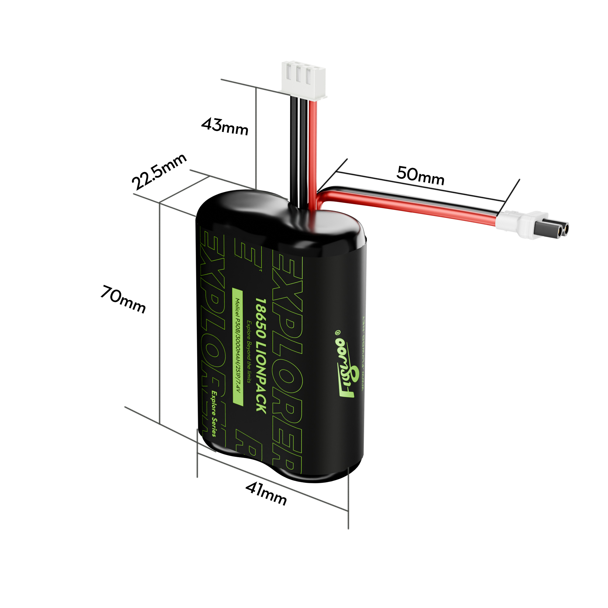 Flywoo Explorer Molicell P30B 18650 2S1P 3000mAh Lionpack Battery
