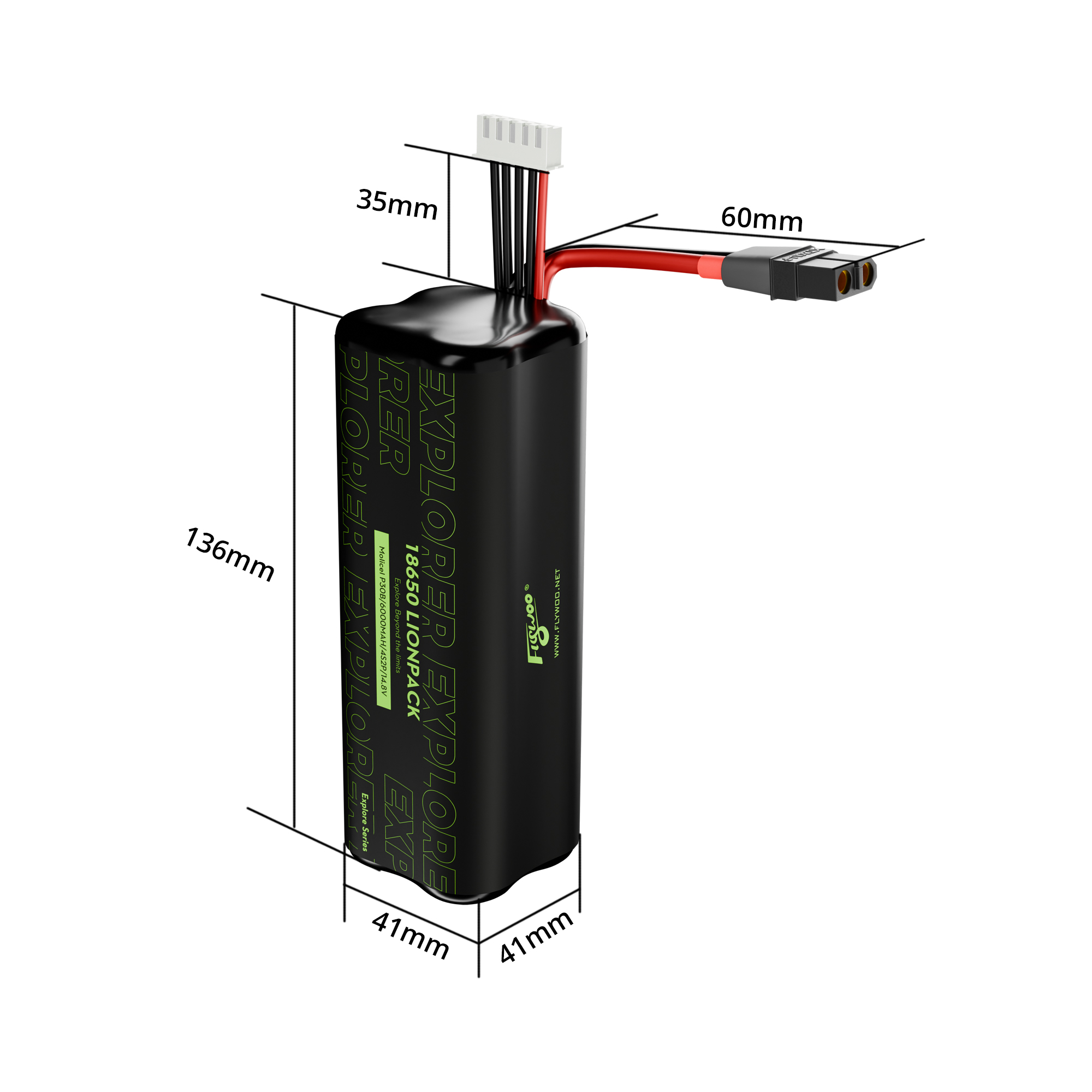 Flywoo Explorer Molicell P30B 18650 4S2P 6000mAh Lionpack Battery