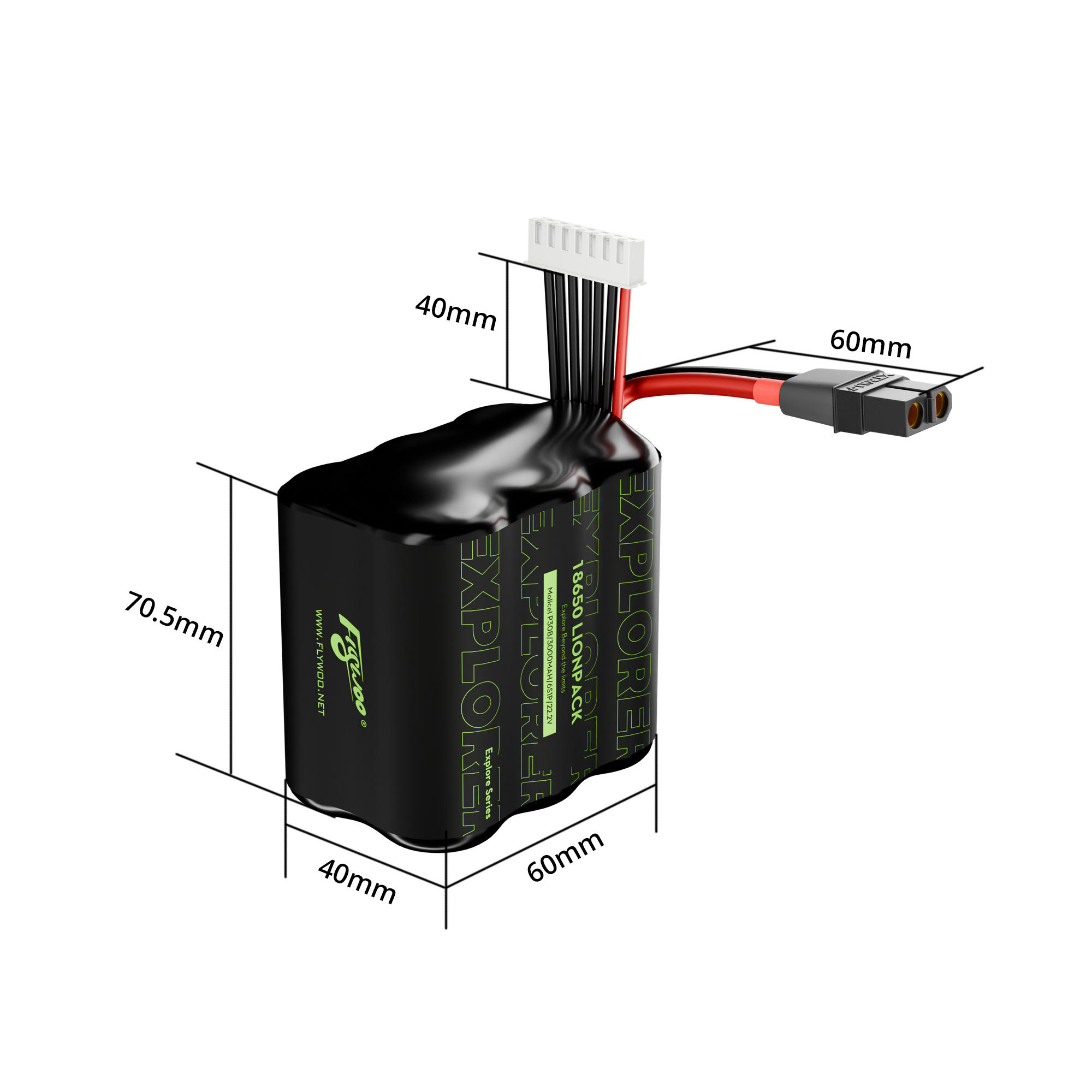 Flywoo Explorer Molicell P30B 18650 6S1P 3000mAh Lionpack Battery