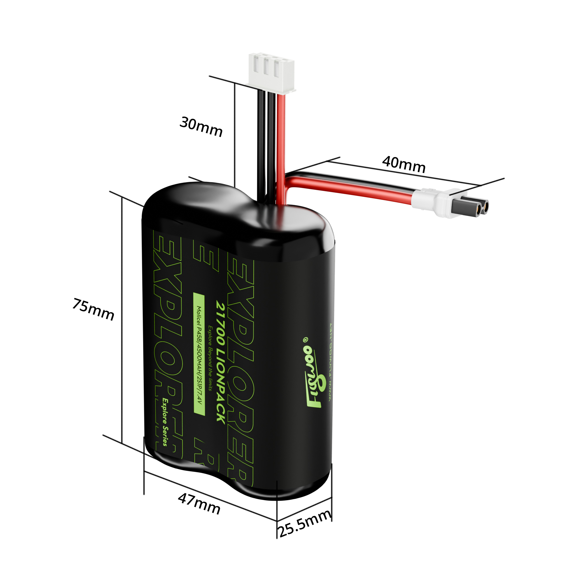 Flywoo Explorer Molicell P45B 21700 2S1P 4500mAh Lionpack Battery