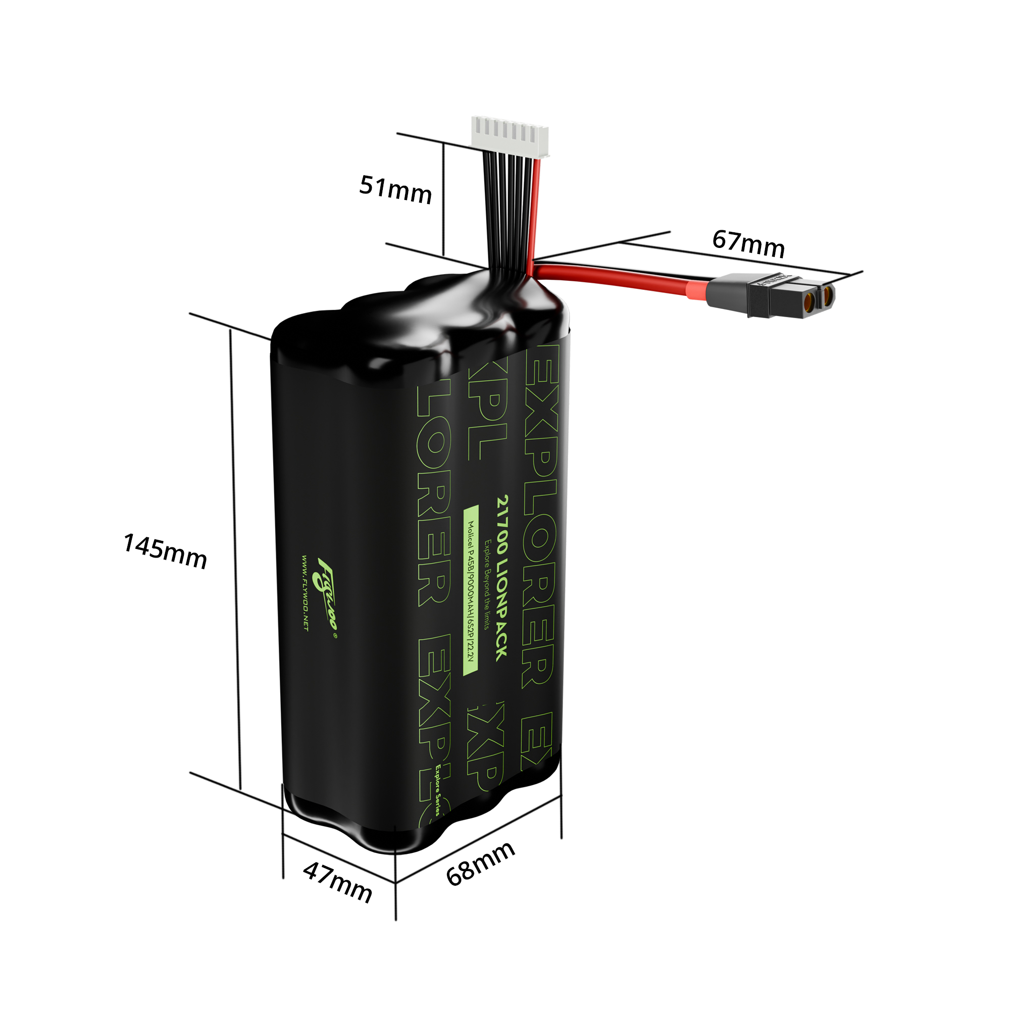 Flywoo Explorer Molicell P45B 21700  6S2P 9000mAh Lionpack Battery