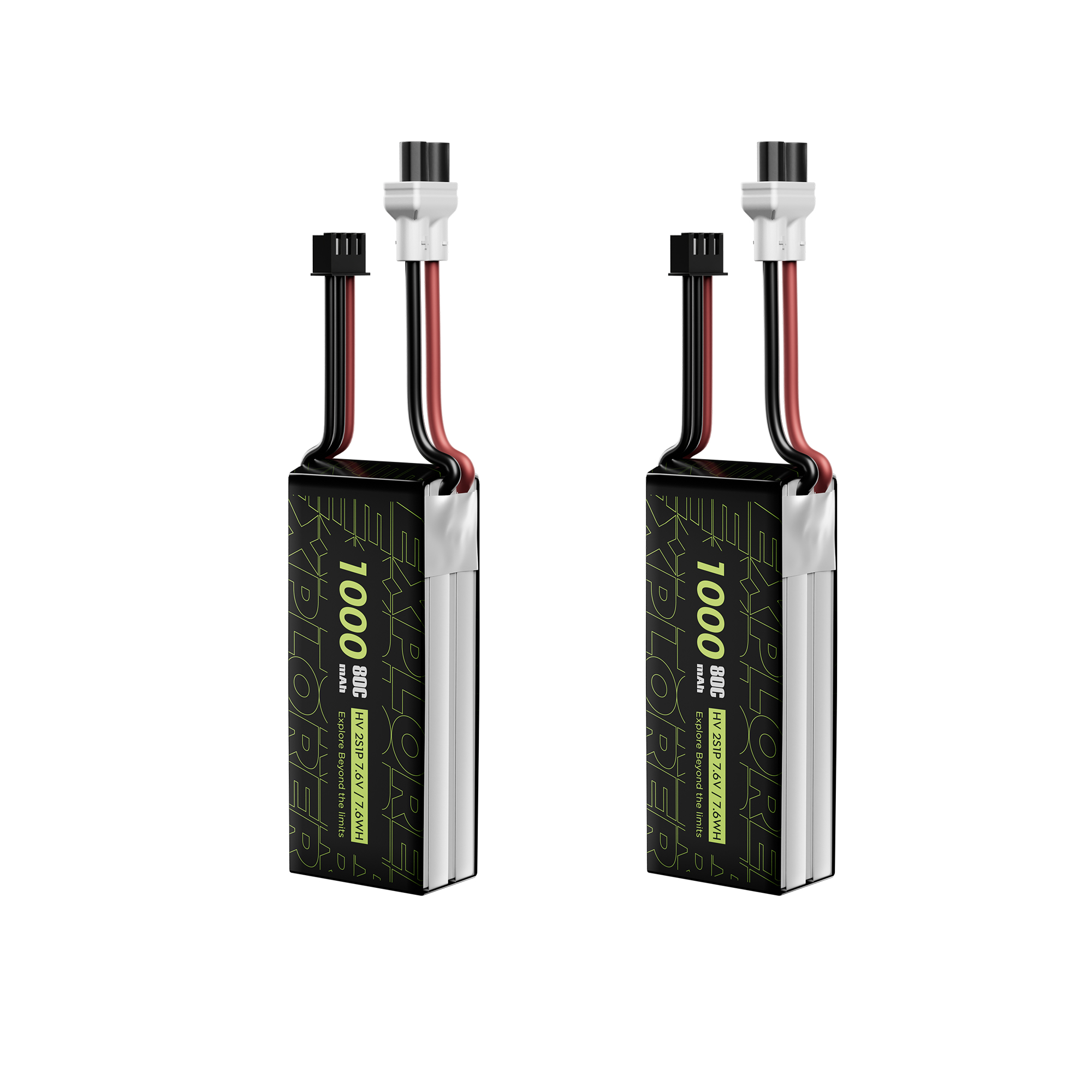 2PCS Explorer 1000mAh LiHV 2S 80C Battery （Flywoo XT30UP）