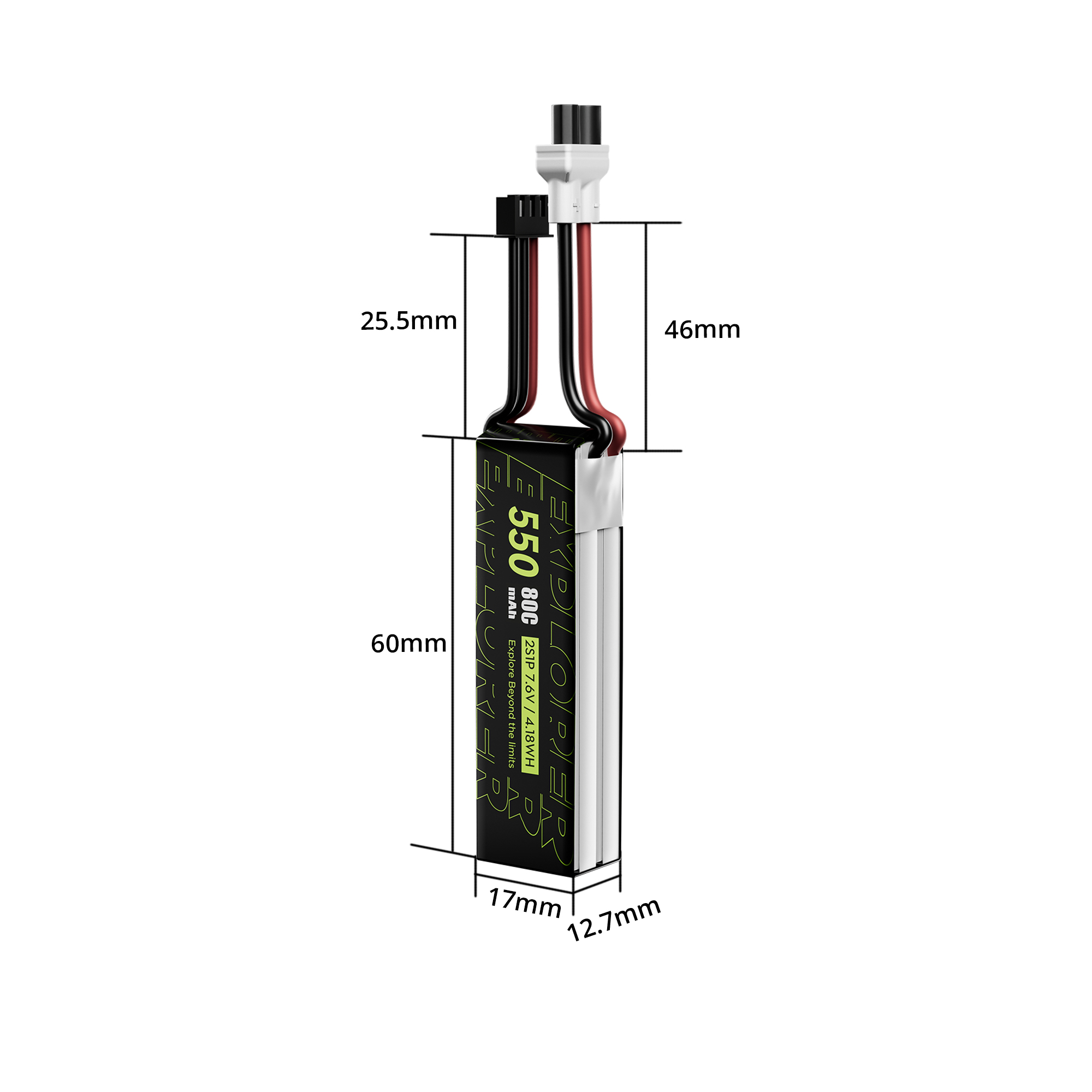 2PCS Explorer 550mAh LiHV 2S 80C Battery （Flywoo XT30UP）