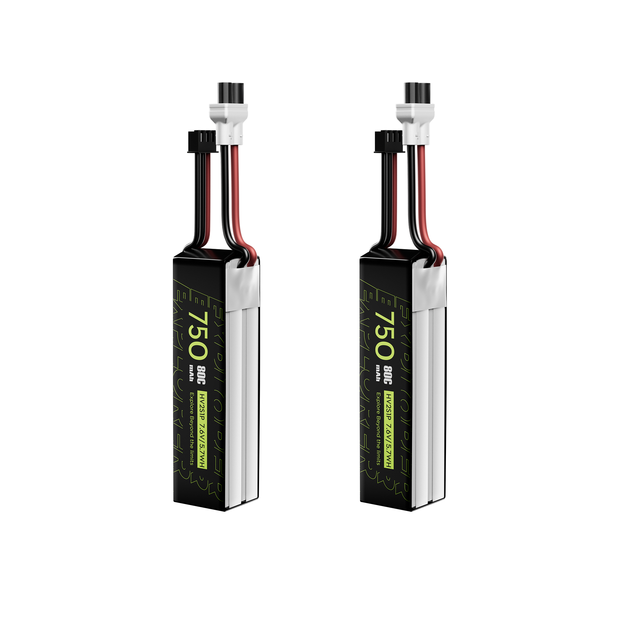 2PCS Explorer 750mAh LiHV 2S 80C Battery （Flywoo XT30UP）