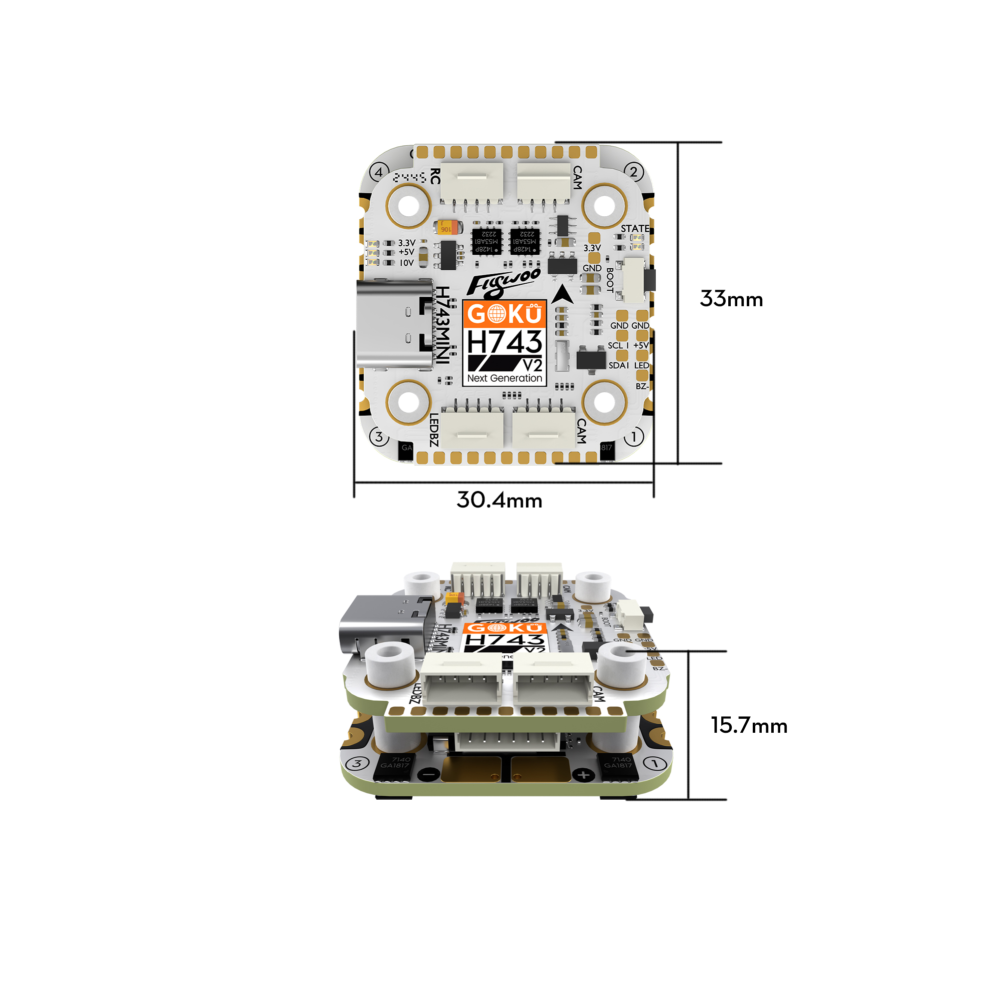 GOKU H743 PRO Mini 45A 32Bit 128K 20*20 Stack -- Plug&Play O4 / O4 Pro