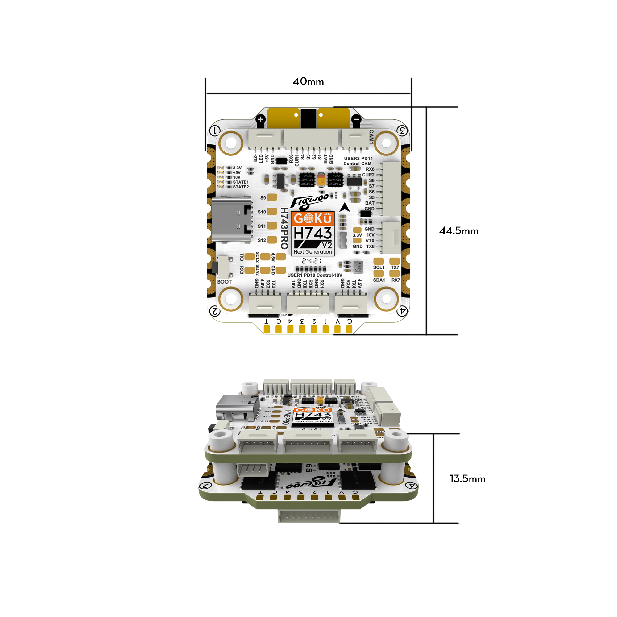 FPV Flight Stack GOKU H743 PRO 55A by FLYWOO