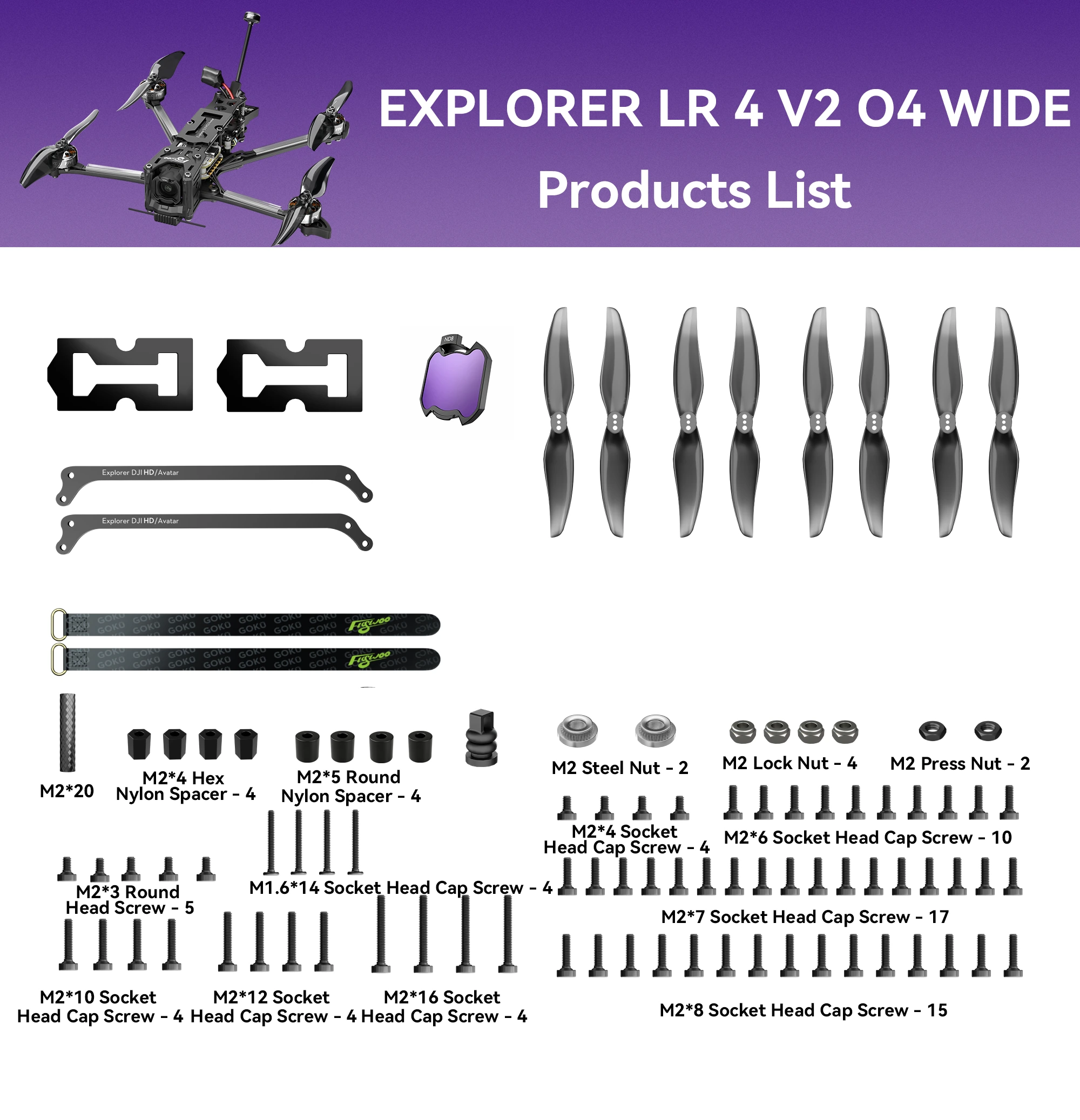 Explorer LR 4 V2 O4 WIDE package contents