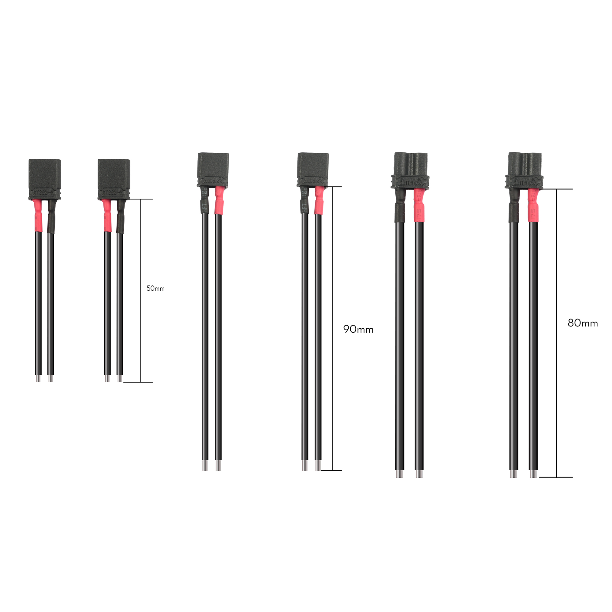 Flywoo Black XT30U 18AWG Female \ Male Pigtail (2pcs)