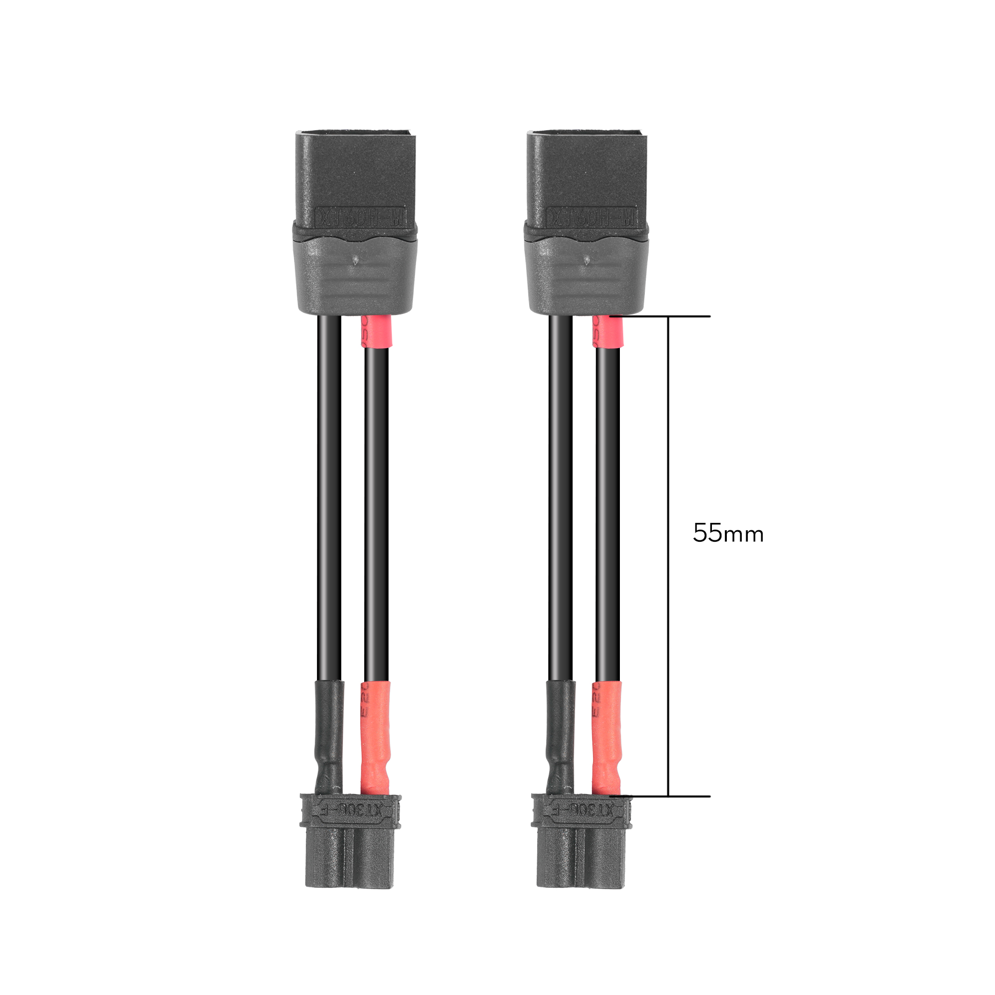 Flywoo Balck XT30U Male(Female) to XT60H Female(Male) to Cable Adapter (2PCS)