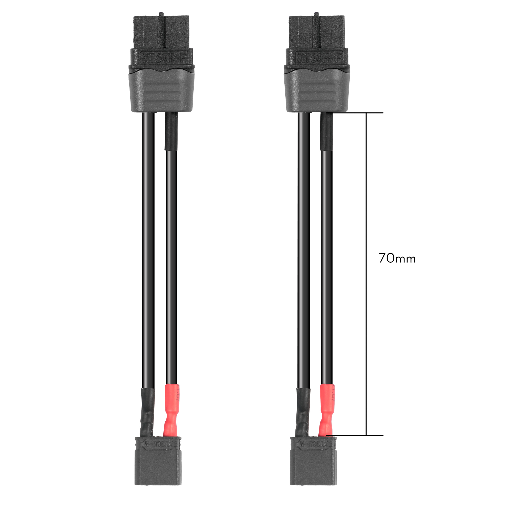 Flywoo Balck XT30U Male(Female) to XT60H Female(Male) to Cable Adapter (2PCS)