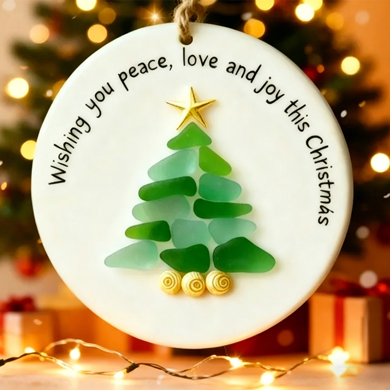 【GIFT OF THE TIDE Series🌊】Sea Glass Christmas Wish Plaque
