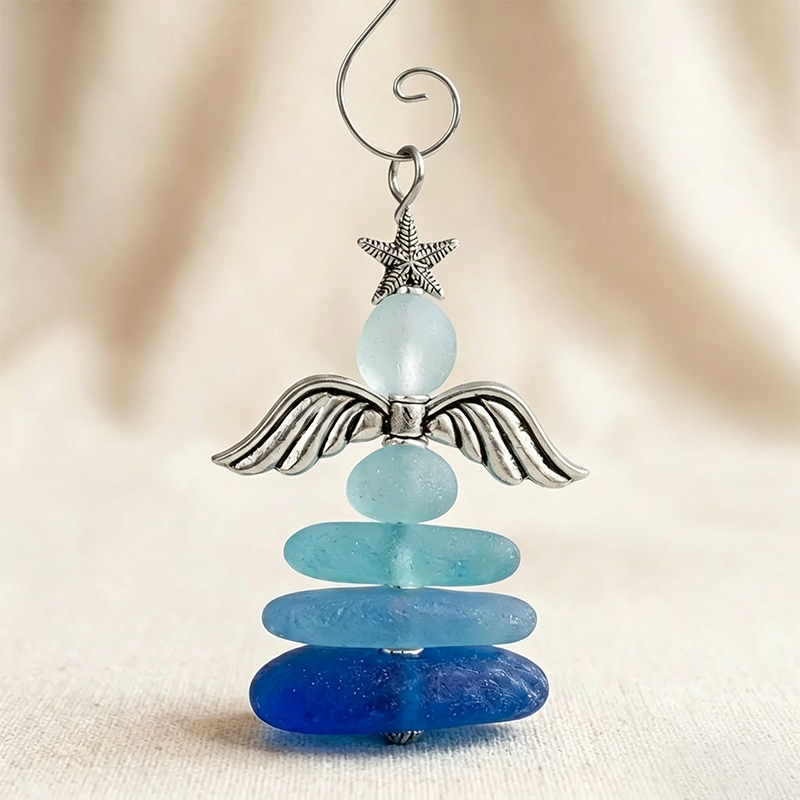 🧚Handmade Sea Glass Angel Hanging Ornament