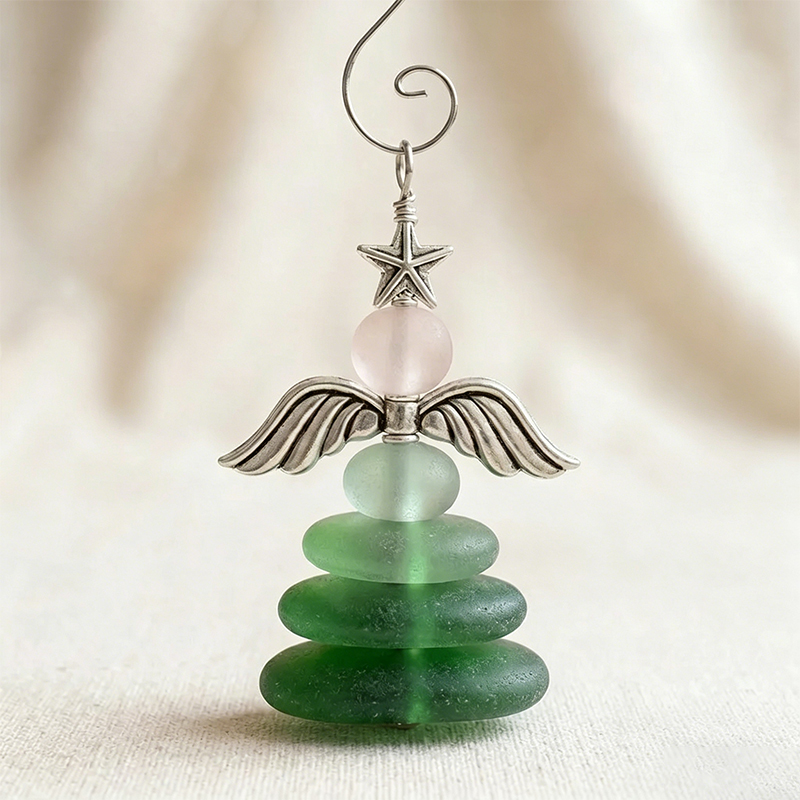🧚Handmade Sea Glass Angel Hanging Ornament