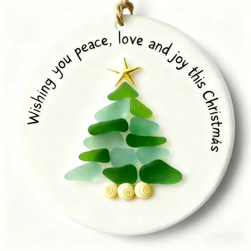 【GIFT OF THE TIDE Series🌊】Sea Glass Christmas Wish Plaque