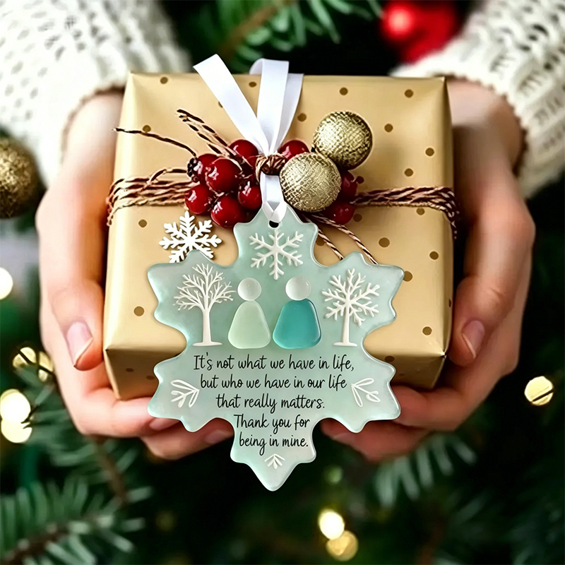 🌊Snowflake-Shaped Sea Glass Friendship Ornament