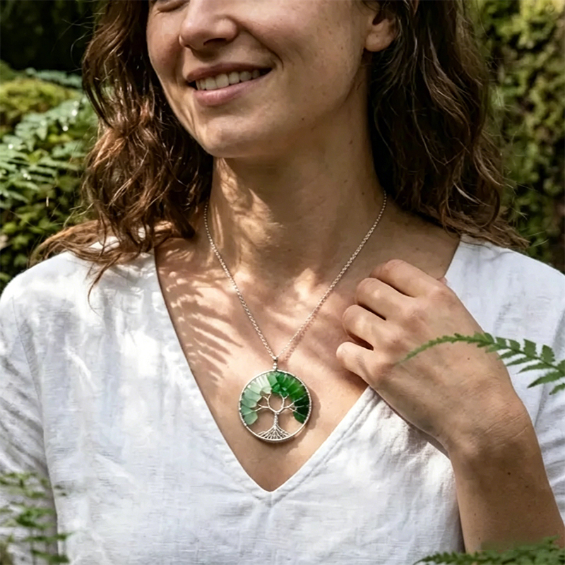 🌳Handmade Tree of Life Sea Glass Necklace