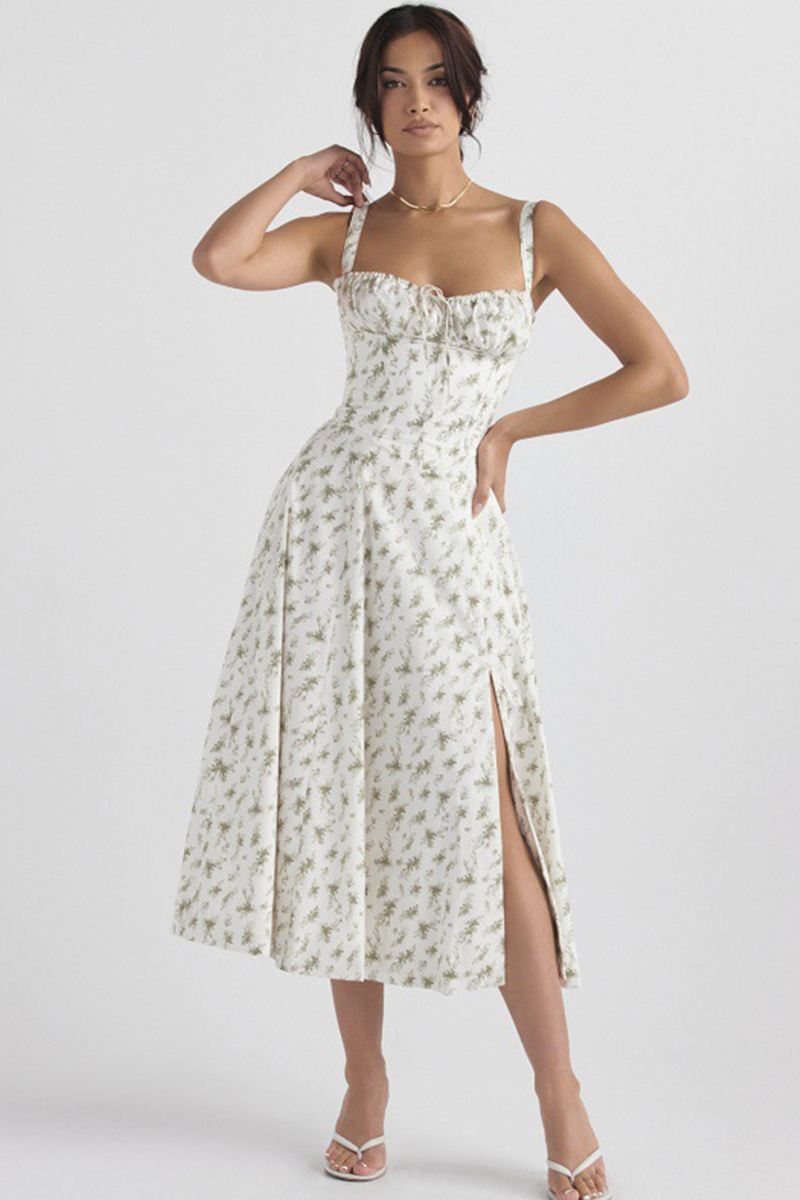 🔥🔥Floral Bustier Midriff Waist Shaper Dress