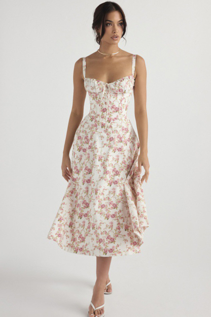 🔥🔥Floral Bustier Midriff Waist Shaper Dress