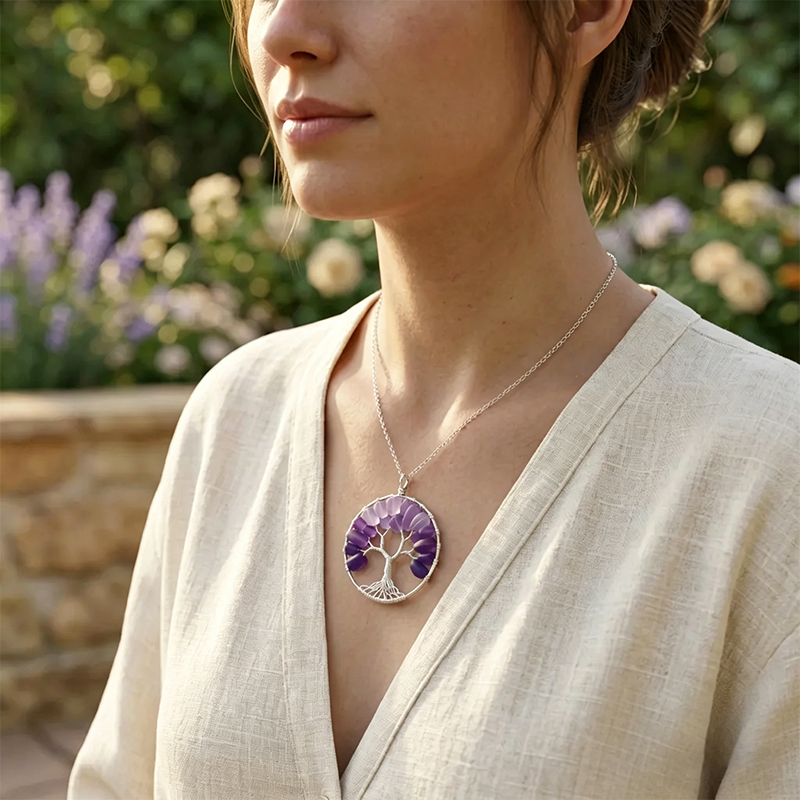 🌳Handmade Tree of Life Sea Glass Necklace