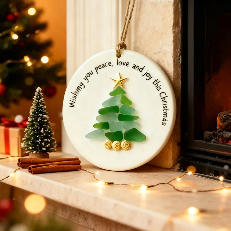 【GIFT OF THE TIDE Series🌊】Sea Glass Christmas Wish Plaque
